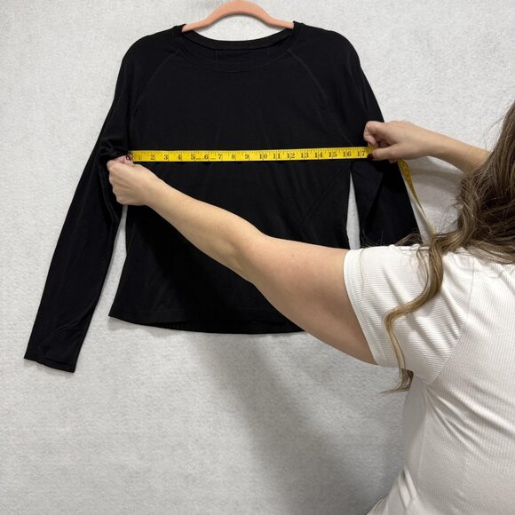 Athleta Shirt Womens Medium Black Long Sleeve Performance Running Top Athletic - Picture 4 of 6